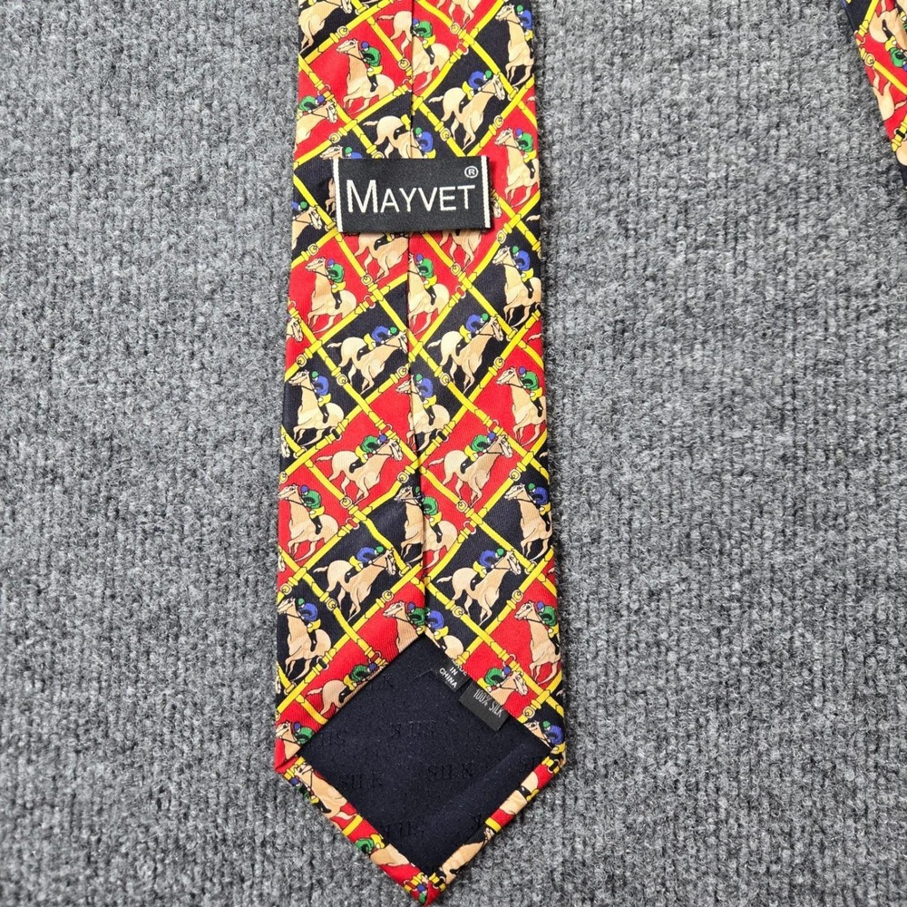 Mayvet Necktie Mens OS Red Horse Racing Jockey Equestrian Silk Tie (A1)